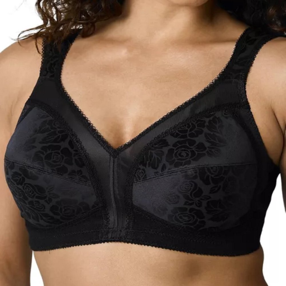 new 40DD Playtex Women's 18 Hour Original Comfort Strap Wirefree Bra in BLACK